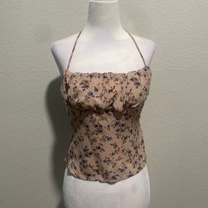 Blush BJ tan floral blouse